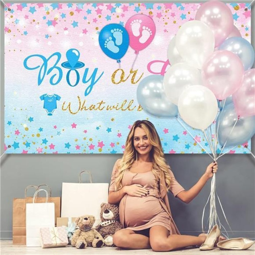 Gender Reveal Background Boy or Girl Backdrop Blue Pink Gender Reveal Party NEW - Picture 4 of 6